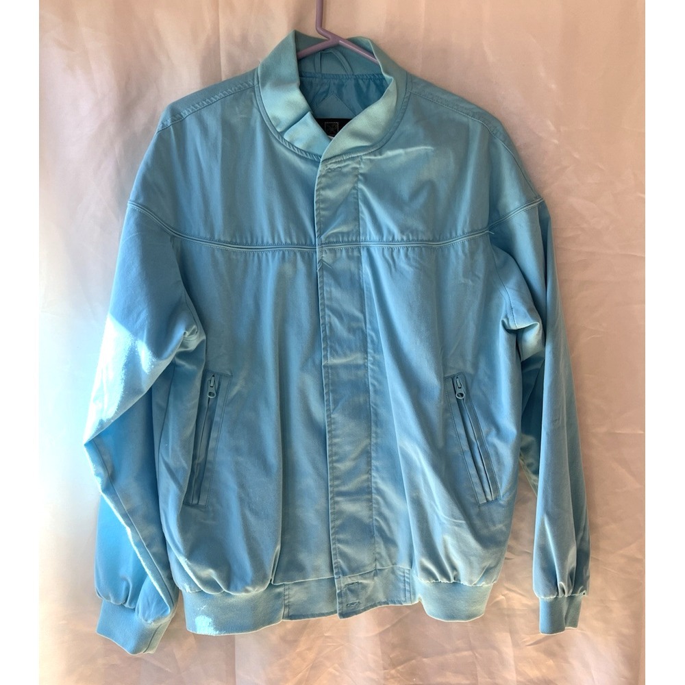 VTG Haband Teal Bomber Jacket Mens M Members Only Style Full Zip Lightweight‎